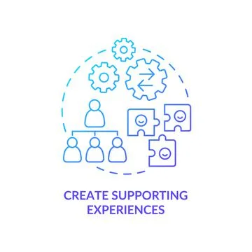 Create supporting experiences blue gradient concept icon Illustrazione stock