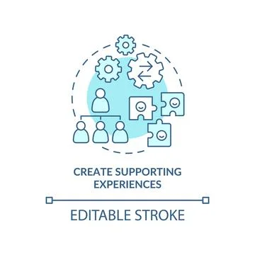 Create supporting experiences turquoise concept icon Stock Illustration