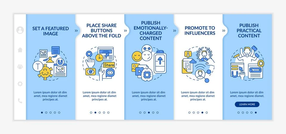 Create trending content tips onboarding vector template Stock Illustration