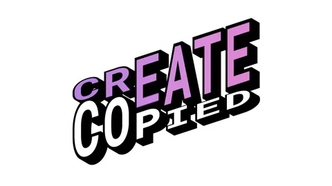 CREATE vs COPIED, 3D Text Animation in Isometric View with Opposite Word Motion Stock Footage 314263386