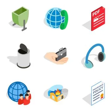 Create web icons set, isometric style Stock Illustration
