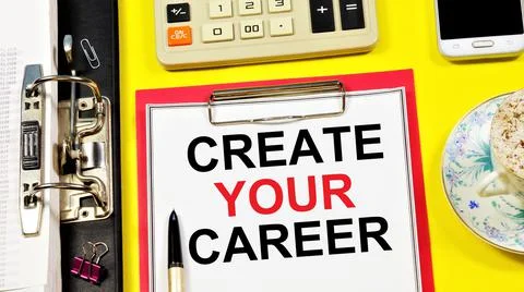 Create your career. Text label on the planning notebook. Stock Photos