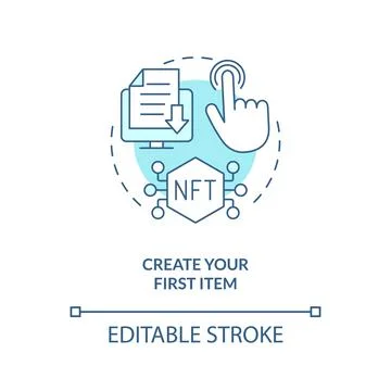 Create your first item turquoise concept icon Stock Illustration