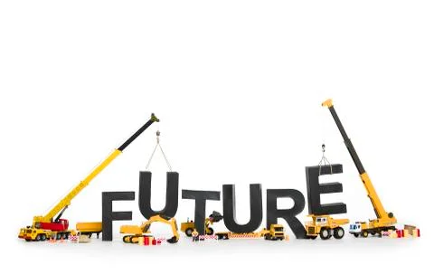 Create your future: Machines building word. Foto stock
