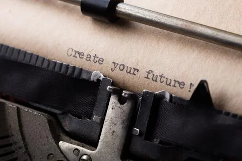 Create your future - text message on the typewriter close-up Foto stock