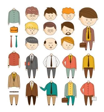 Create your ideal Businessman. Vector set of details to create a character Stock Illustration