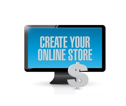 Create your online store message on computer Stock Illustration