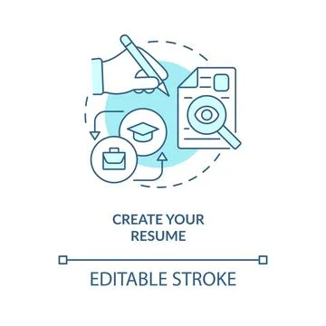 Create your resume turquoise concept icon Stock Illustration
