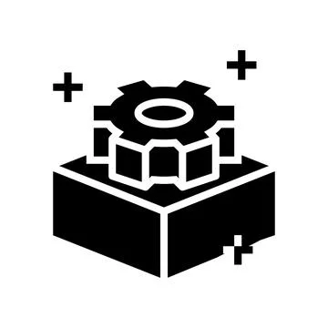 Created product 3d object glyph icon vector illustration Stock Illustration