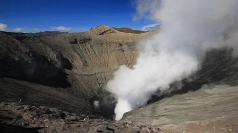 Creater of Bromo volcano, Tengger Semeru national park, East Java, Indonesia Stock Footage 57845637