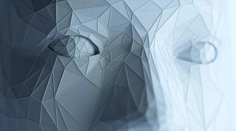 Creates a polygonal digital human face. Increase polygons and quality. 3d ill Foto stock