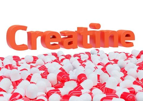 Creatine on capsules isolated on white background Stock Illustration