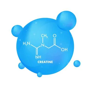 Creatine molecule structure with blue gradient bubble and connections イラスト素材