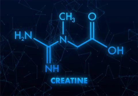 Creatine Structural Chemical Formula with Plexus Background イラスト素材