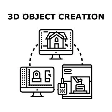 Creating 3d digital models for printing architectural designs Stock Illustration
