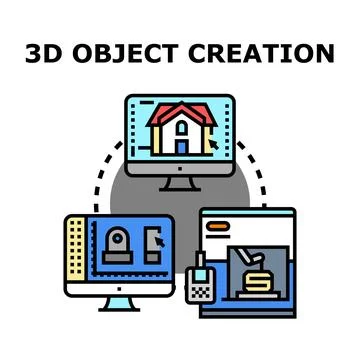 Creating 3d digital models for printing architectural designs Stock Illustration