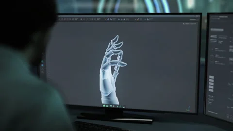 Creating a 3D model of a robotic arm wit... | Stock Video | Pond5