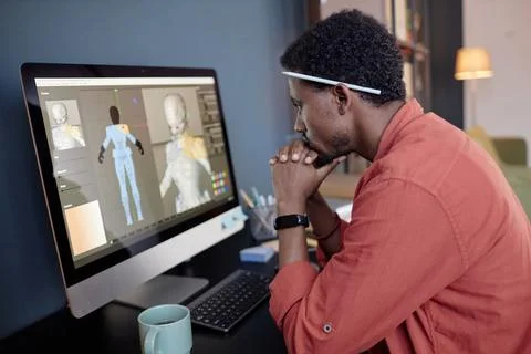 Creating 3D Models using Computer Software in Office Stock Photos