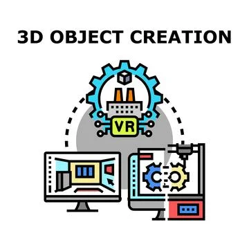 Creating 3d objects using virtual reality and digital fabrication Illustrazione stock