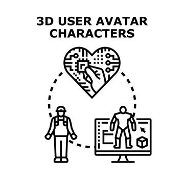 Creating 3d user avatars and digital characters Stock Illustration