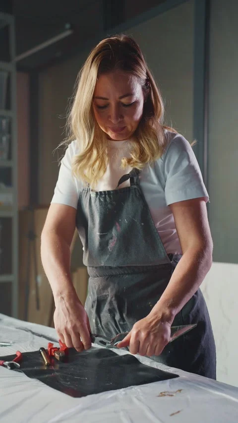 Creating Abstract Art With Gold Leaf and Resin in a Modern Studio Stock Footage 281467971