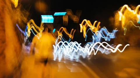 Creating an abstract pattern of vibrant light trails, showcasing motion blur Stock Photos