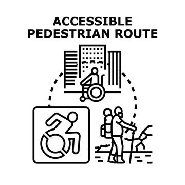 Creating accessible pedestrian route for diverse people Stock-Illustration