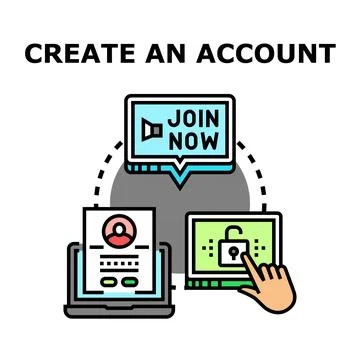 Creating account registration process with join now button Stock Illustration