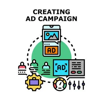 Creating ad campaign concept digital marketing strategy Stock Illustration