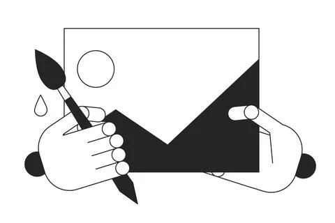 Creating AI-generated image black and white concept vector spot illustration Stock Illustration