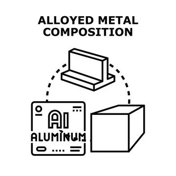 Creating an alloyed metal composition from various elements Illustrazione stock