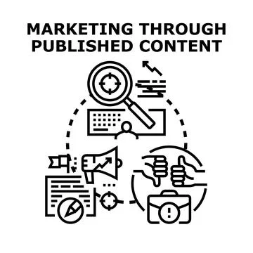 Creating and analyzing published content for marketing strategies Stock Illustration