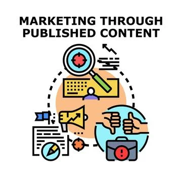 Creating and analyzing published content for marketing strategies Stock Illustration