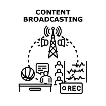Creating and broadcasting digital content for mass communication Stock Illustration
