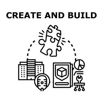 Creating and building process with business development strategy vector Ilustración de archivo