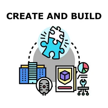 Creating and building process with business development strategy vector Stock Illustration