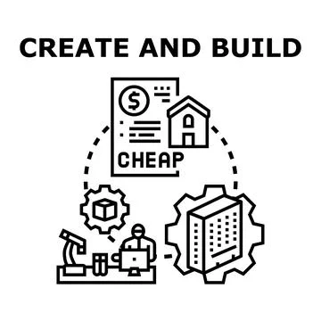 Creating and building projects with cost effective construction Stock Illustration