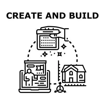 Creating and building projects development process concept イラスト素材