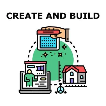 Creating and building projects development process concept Stock Illustration