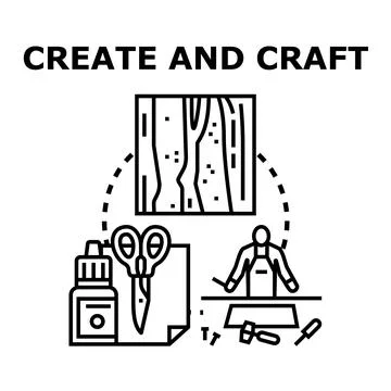 Creating and crafting handmade art and skill hobbies Stock Illustration