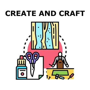 Creating and crafting handmade art and skill hobbies Stock Illustration
