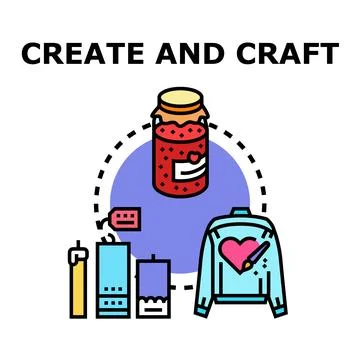 Creating and crafting handmade items vector illustration Stock Illustration