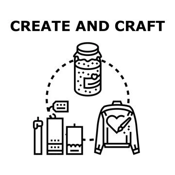 Creating and crafting handmade items vector illustration Stock Illustration