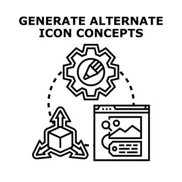 Creating and developing alternate digital icon concepts Stock Illustration
