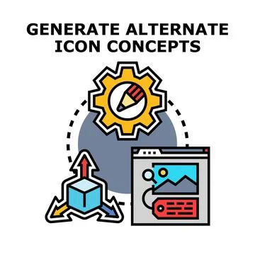 Creating and developing alternate digital icon concepts Stock Illustration