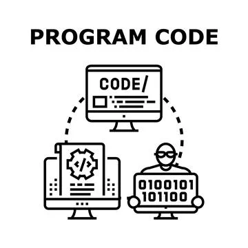 Creating and developing digital program code concepts 库存插图