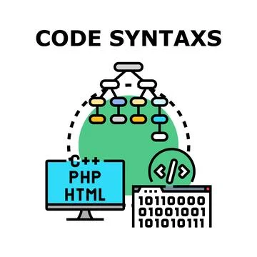 Creating and developing software code syntax structure Stockillustratie