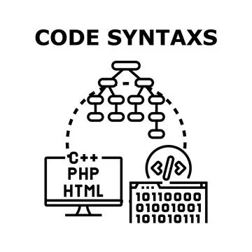 Creating and developing software code syntax structure Stock Illustration