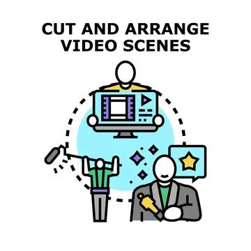 Creating and editing video content for production Stock Illustration