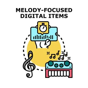Creating and managing digital music melodies and audio production Stock Illustration